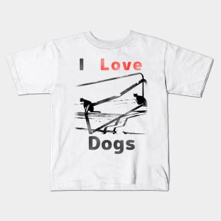 two cats but i love dogs Kids T-Shirt